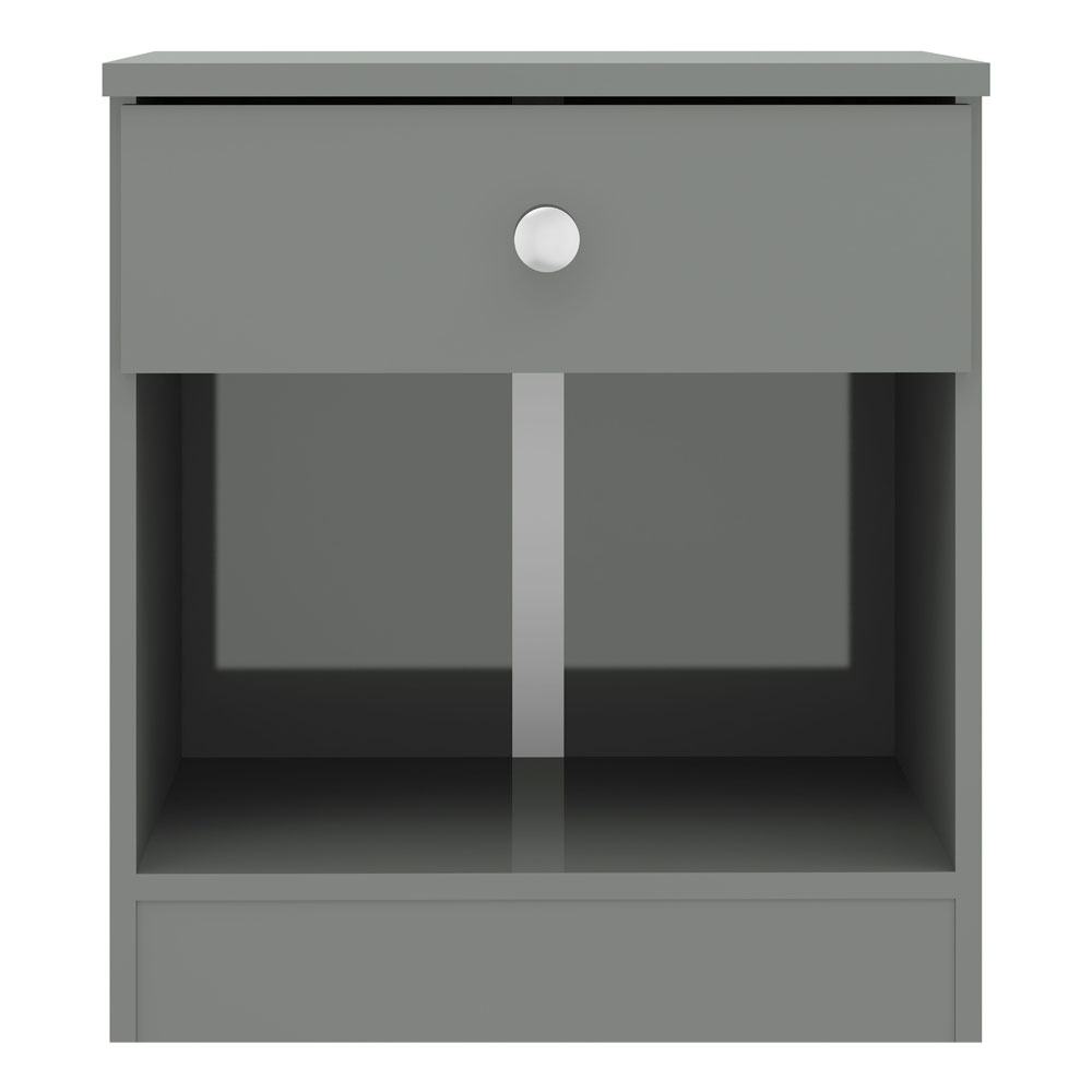 Delvian High Gloss Effect Bedside Cabinet in Grey