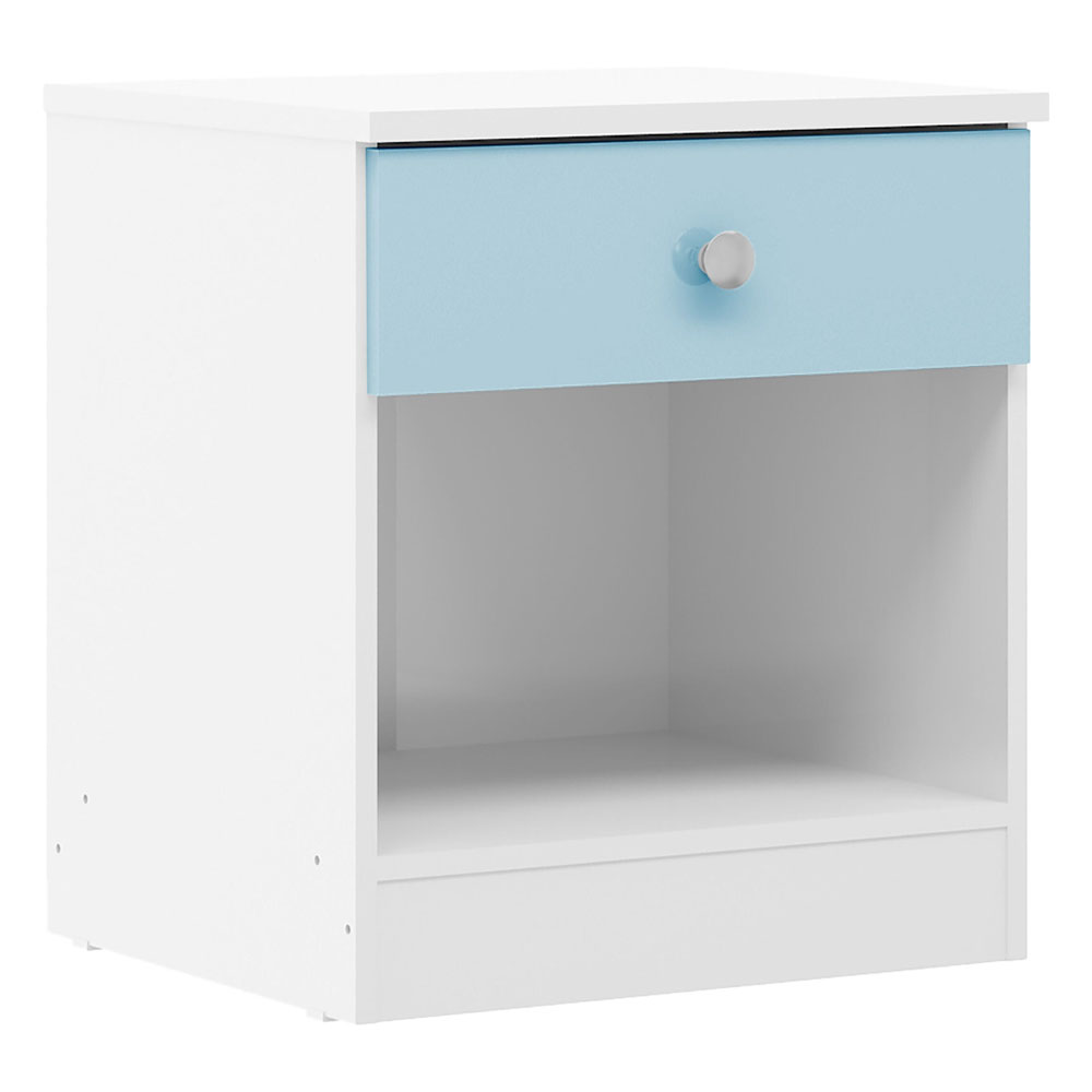 Delvian High Gloss Effect Bedside Cabinet in White and Blue