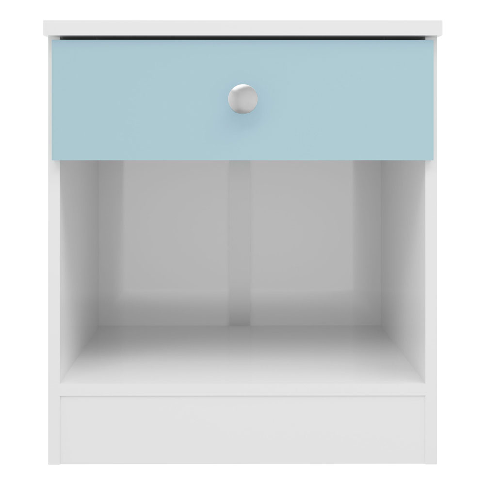 Delvian High Gloss Effect Bedside Cabinet in White and Blue