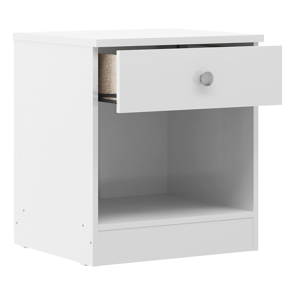 Delvian High Gloss Effect Bedside Cabinet in White