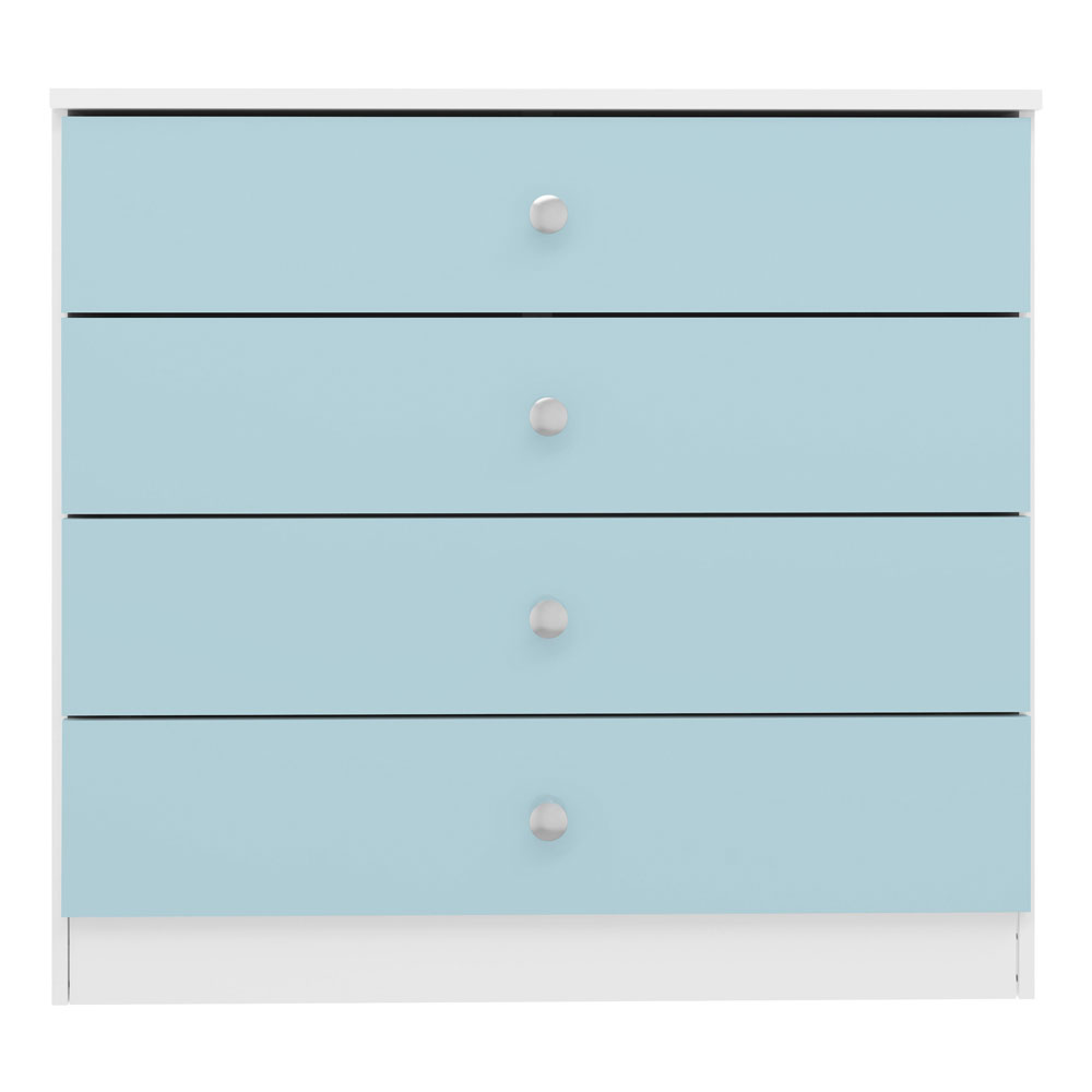 Delvian High Gloss Effect Chest Of 4 Drawers in White and Blue