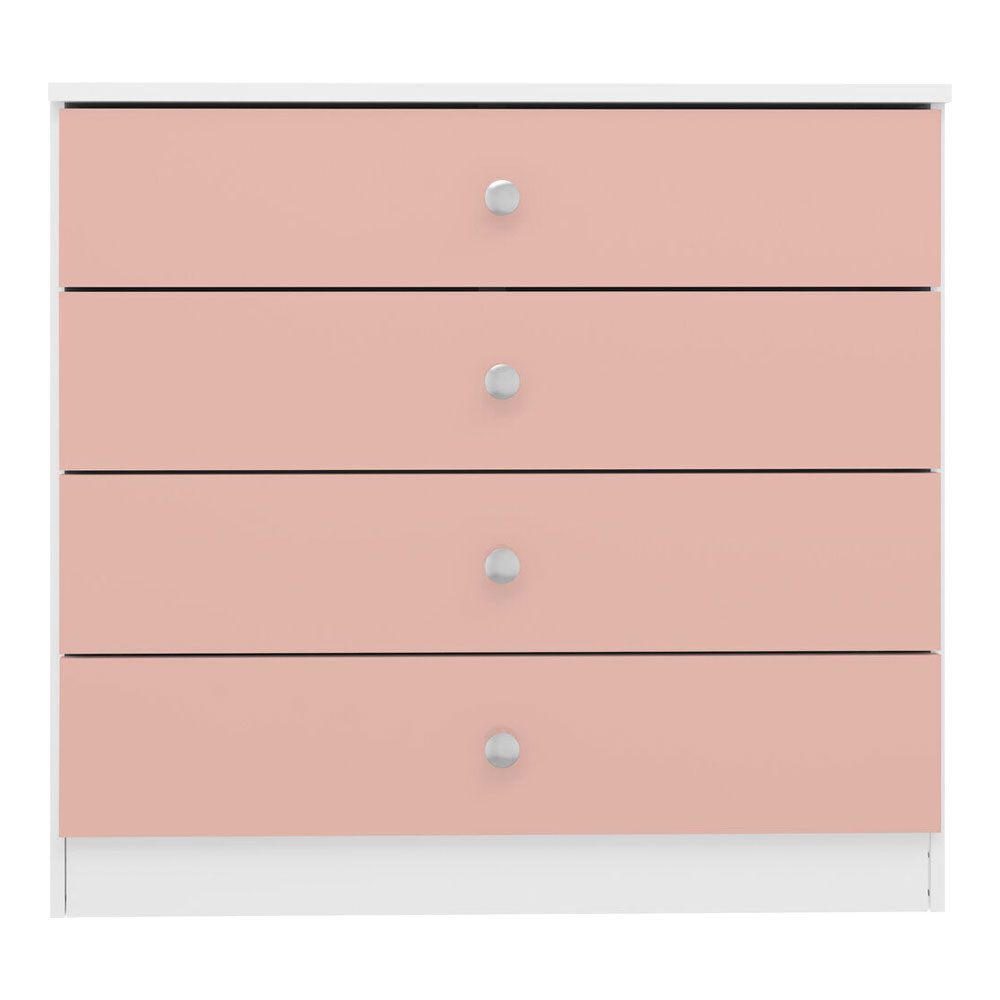 Delvian High Gloss Effect Chest Of 4 Drawers in White and Pink