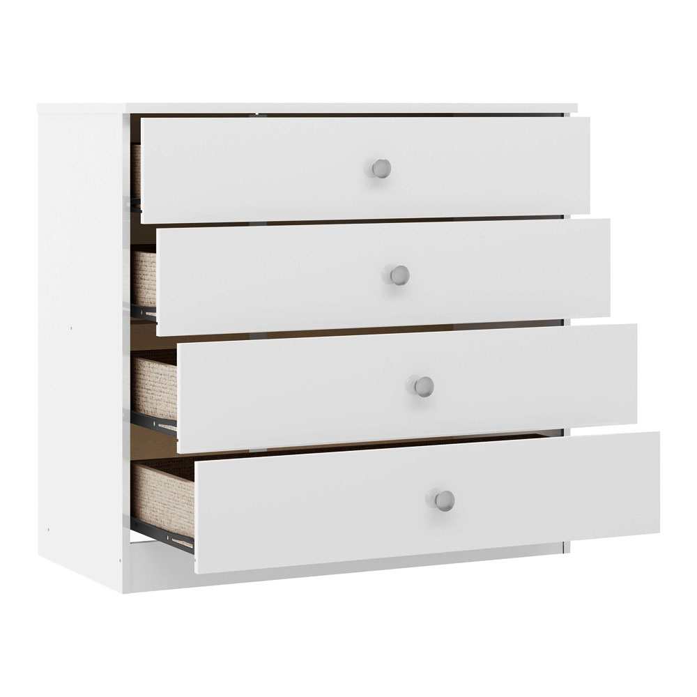 Delvian High Gloss Effect Chest Of 4 Drawers in White