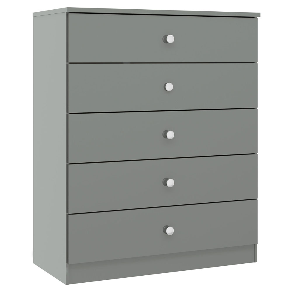Delvian High Gloss Effect Chest Of 5 Drawers in Grey