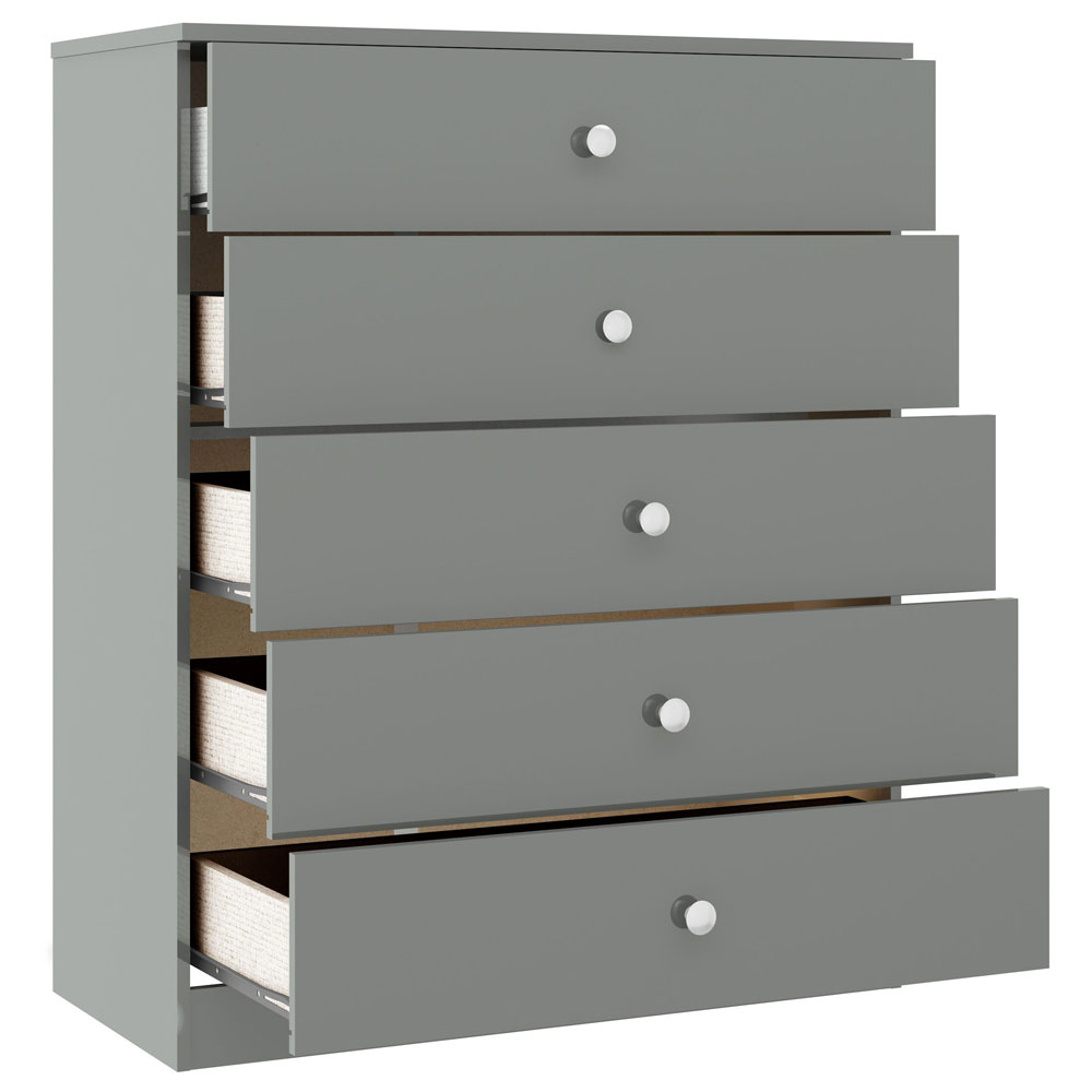 Delvian High Gloss Effect Chest Of 5 Drawers in Grey