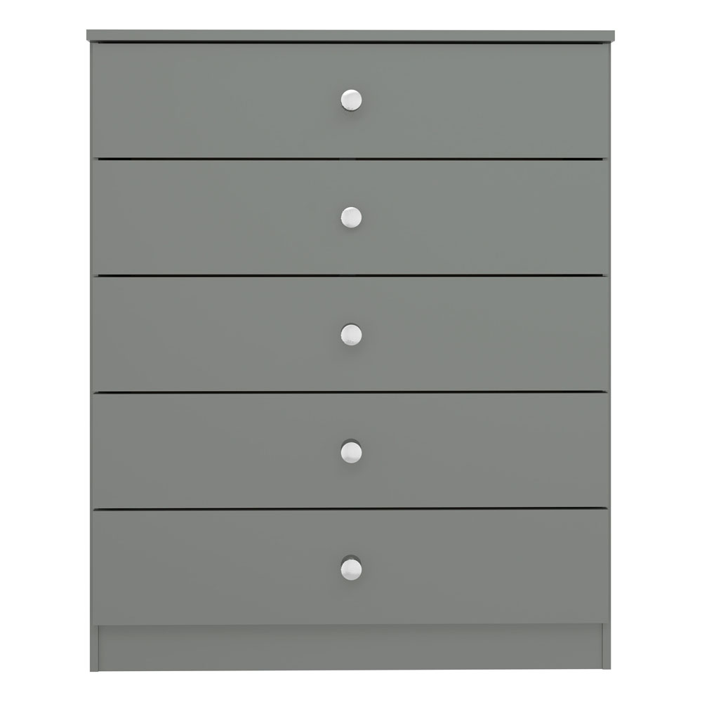 Delvian High Gloss Effect Chest Of 5 Drawers in Grey