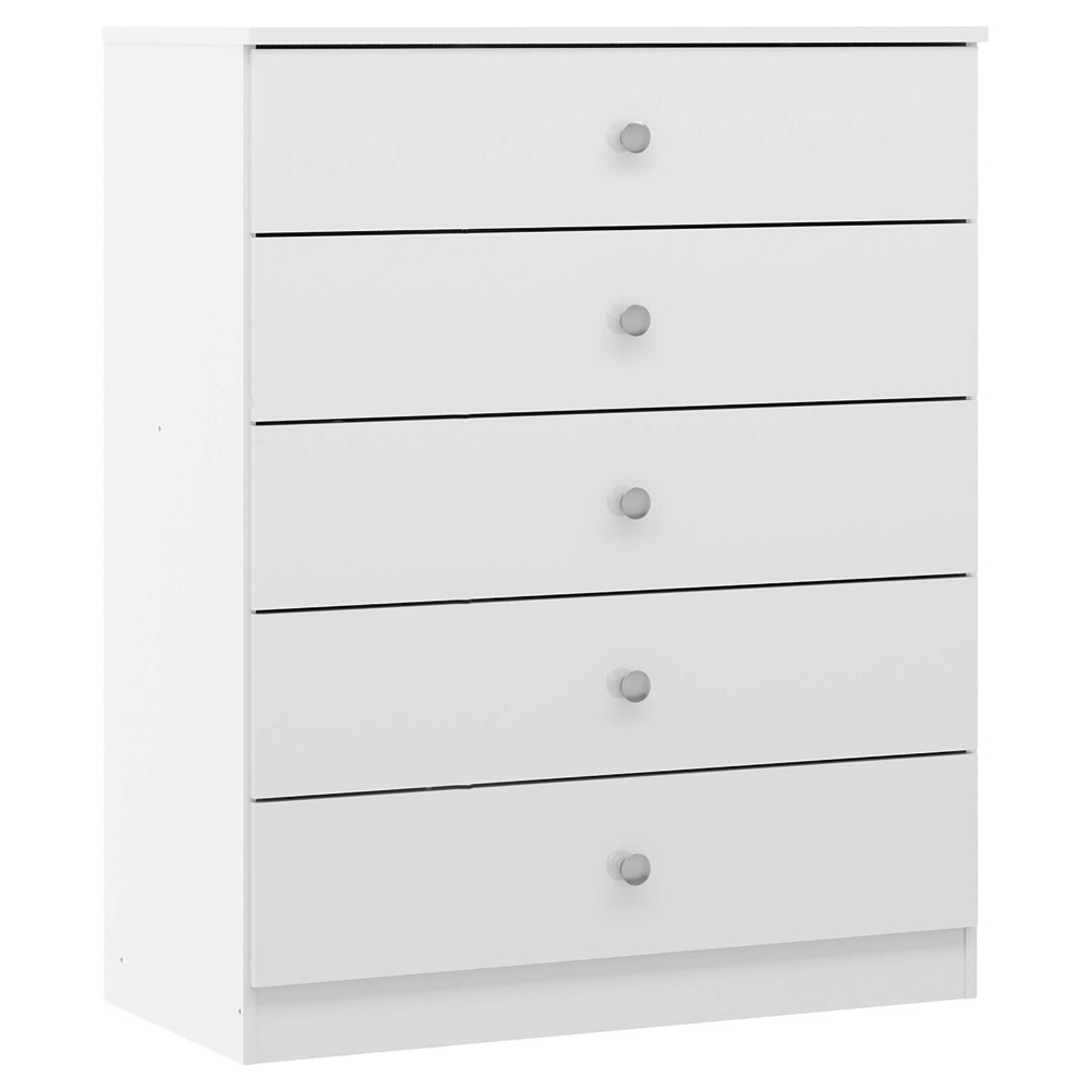 Delvian High Gloss Effect Chest Of 5 Drawers in White
