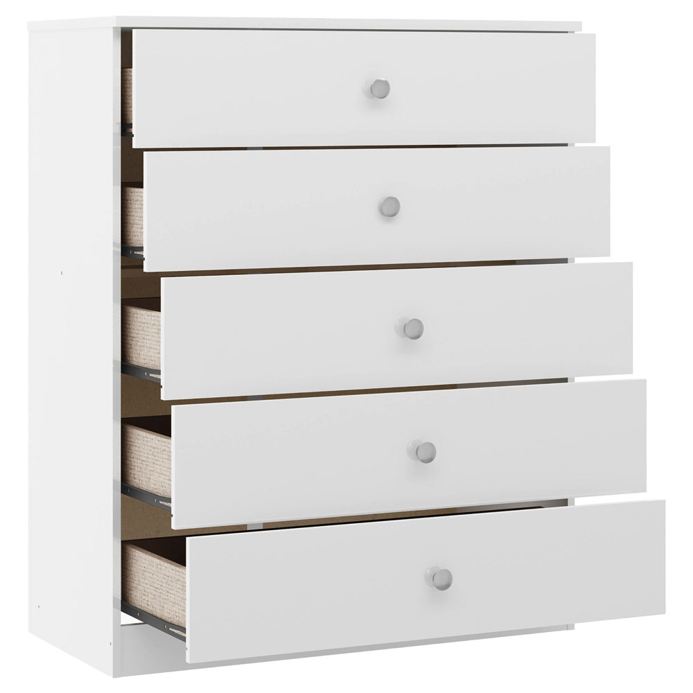 Delvian High Gloss Effect Chest Of 5 Drawers in White