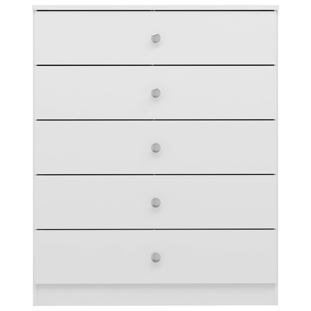Delvian High Gloss Effect Chest Of 5 Drawers in White