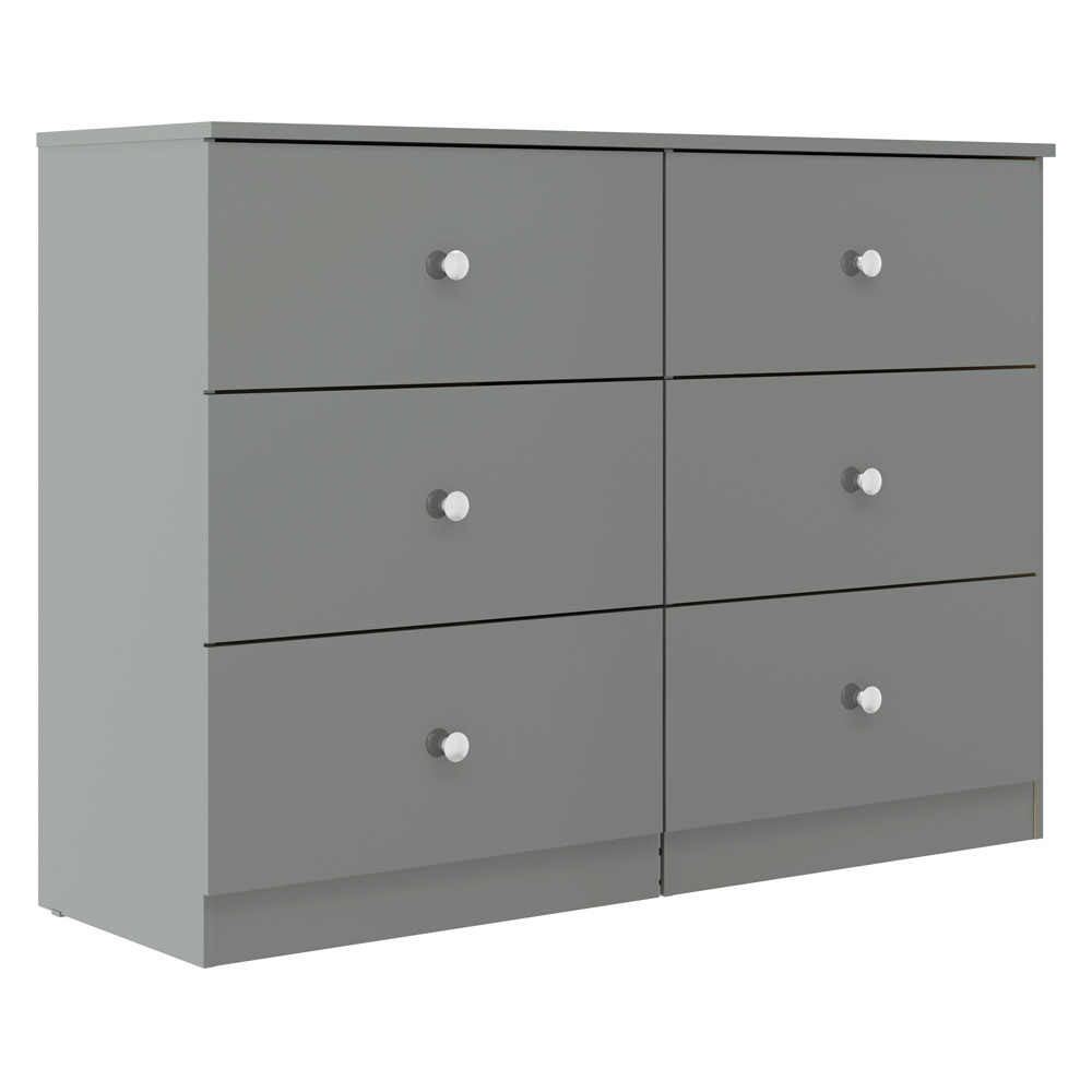 Delvian High Gloss Effect Chest Of 6 Drawers in Grey