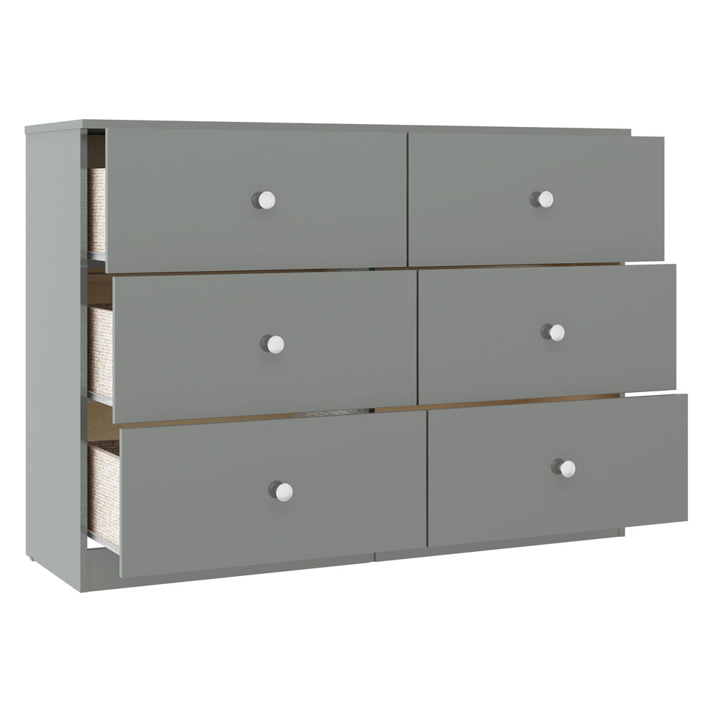 Delvian High Gloss Effect Chest Of 6 Drawers in Grey
