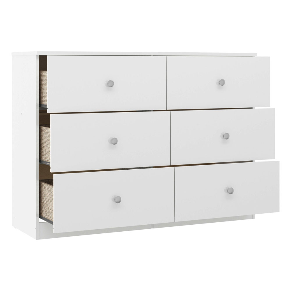 Delvian High Gloss Effect Chest Of 6 Drawers in White