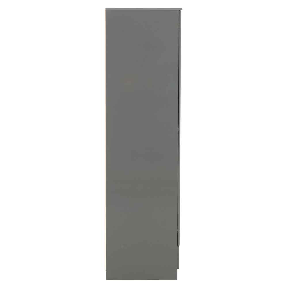 Delvian High Gloss Wardrobe With 2 Doors and 1 Drawer In Grey