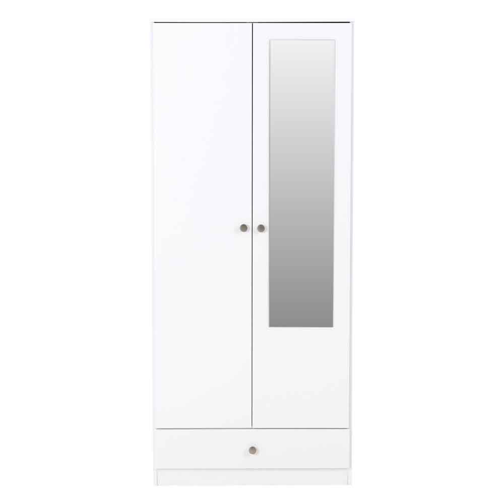 Delvian High Gloss Wardrobe With 2 Doors and 1 Drawer In White