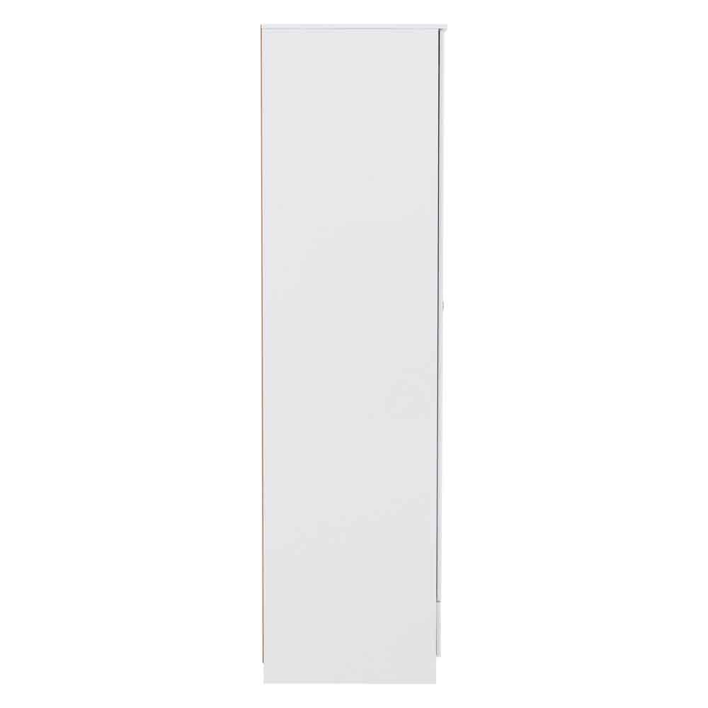 Delvian High Gloss Wardrobe With 2 Doors and 1 Drawer In White