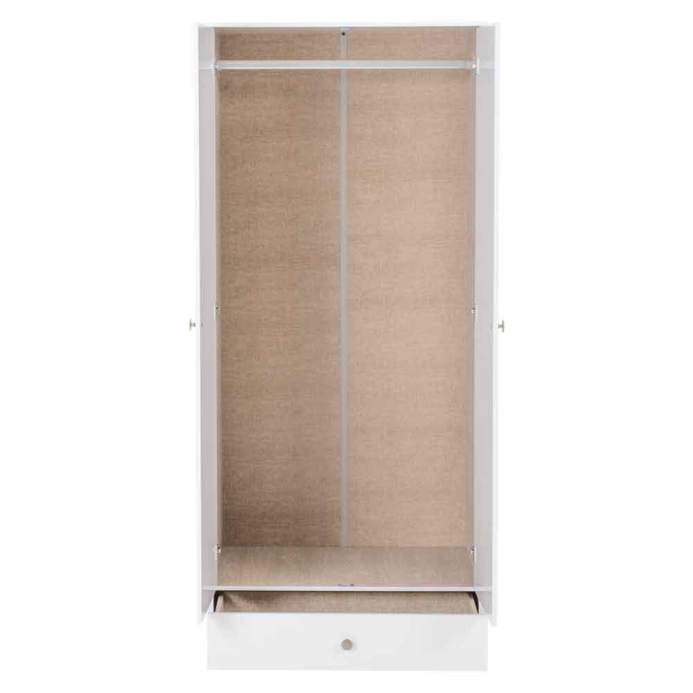 Delvian High Gloss Wardrobe With 2 Doors and 1 Drawer In White
