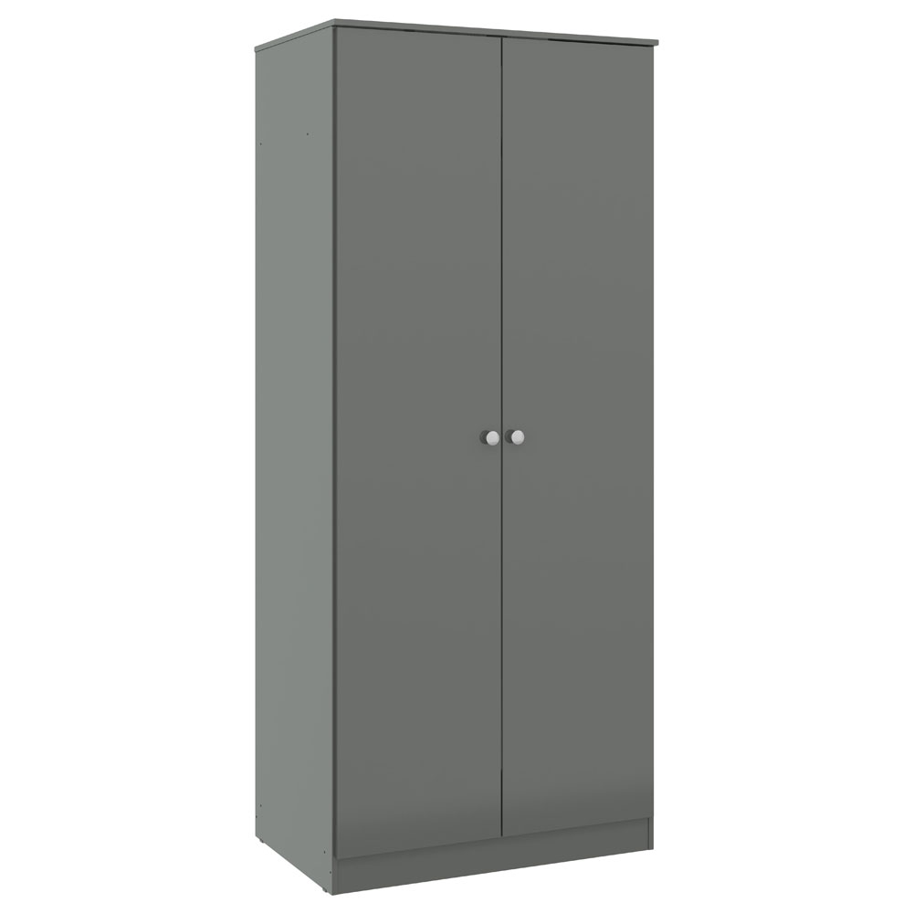 Delvian High Gloss Effect Wardrobe with 2 Doors in Grey