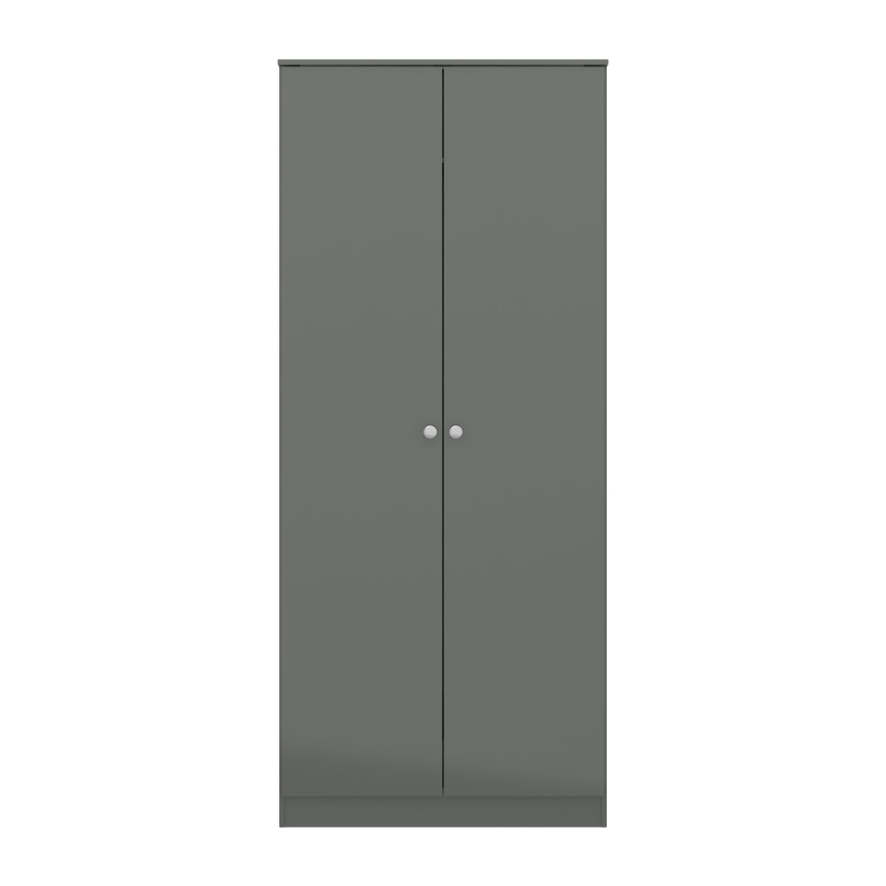 Delvian High Gloss Effect Wardrobe with 2 Doors in Grey