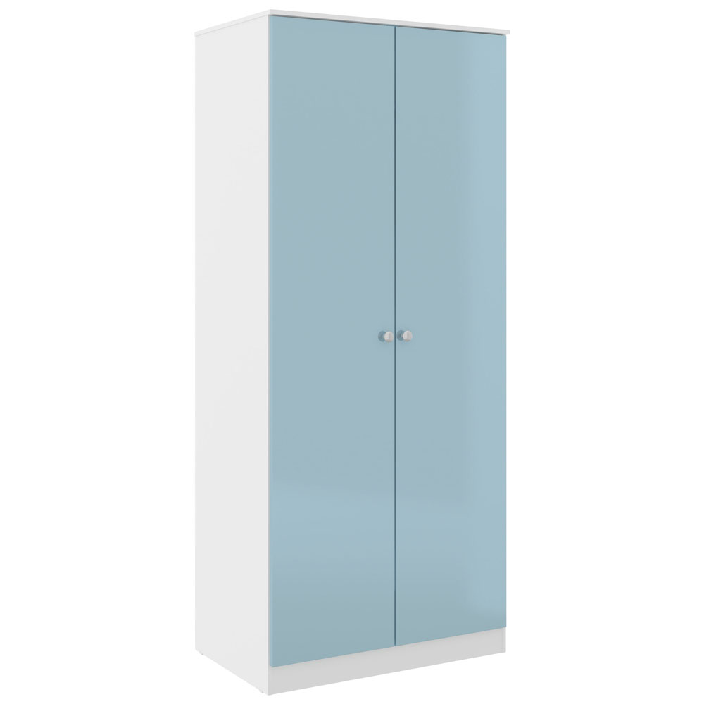 Delvian High Gloss Effect Wardrobe with 2 Doors in White and Blue