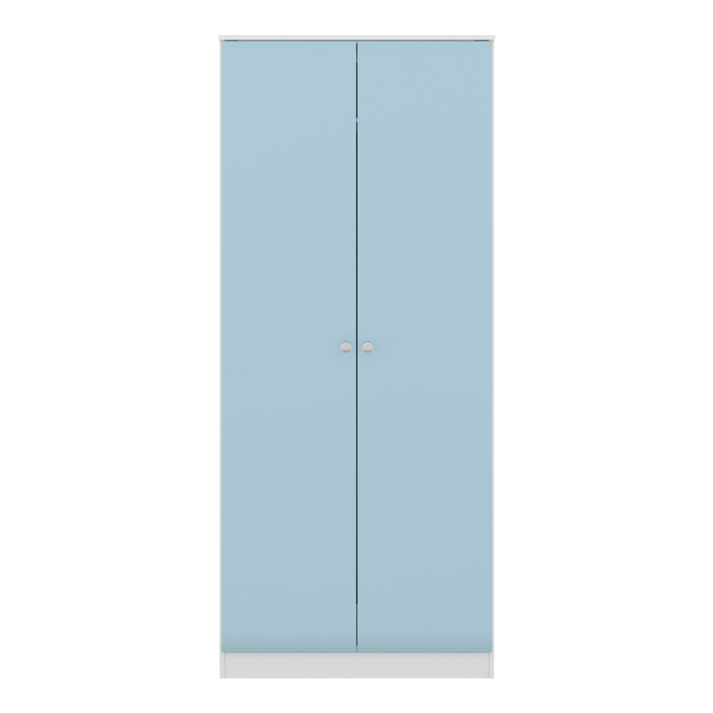 Delvian High Gloss Effect Wardrobe with 2 Doors in White and Blue