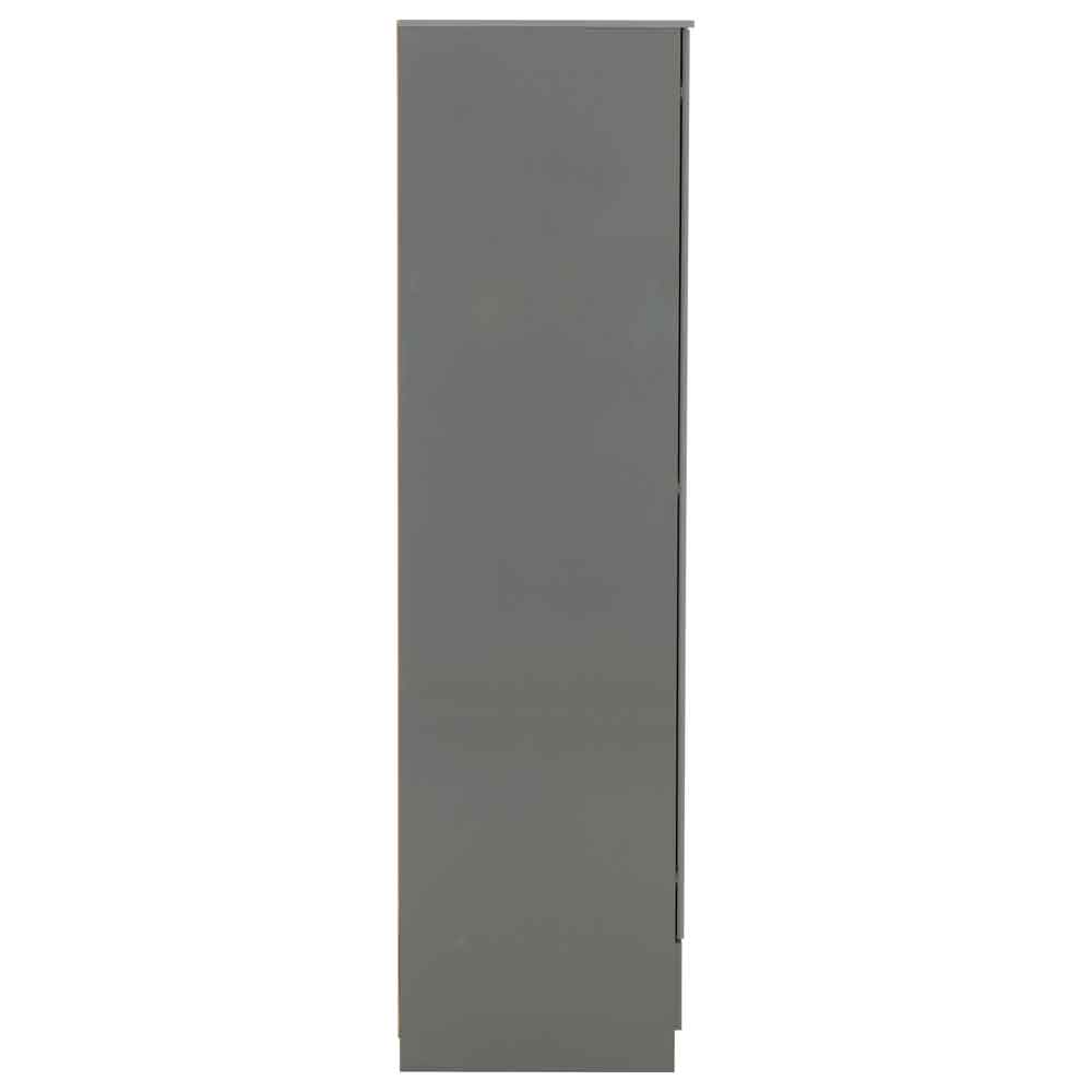 Delvian High Gloss Wardrobe With 3 Doors and 2 Drawers In Grey