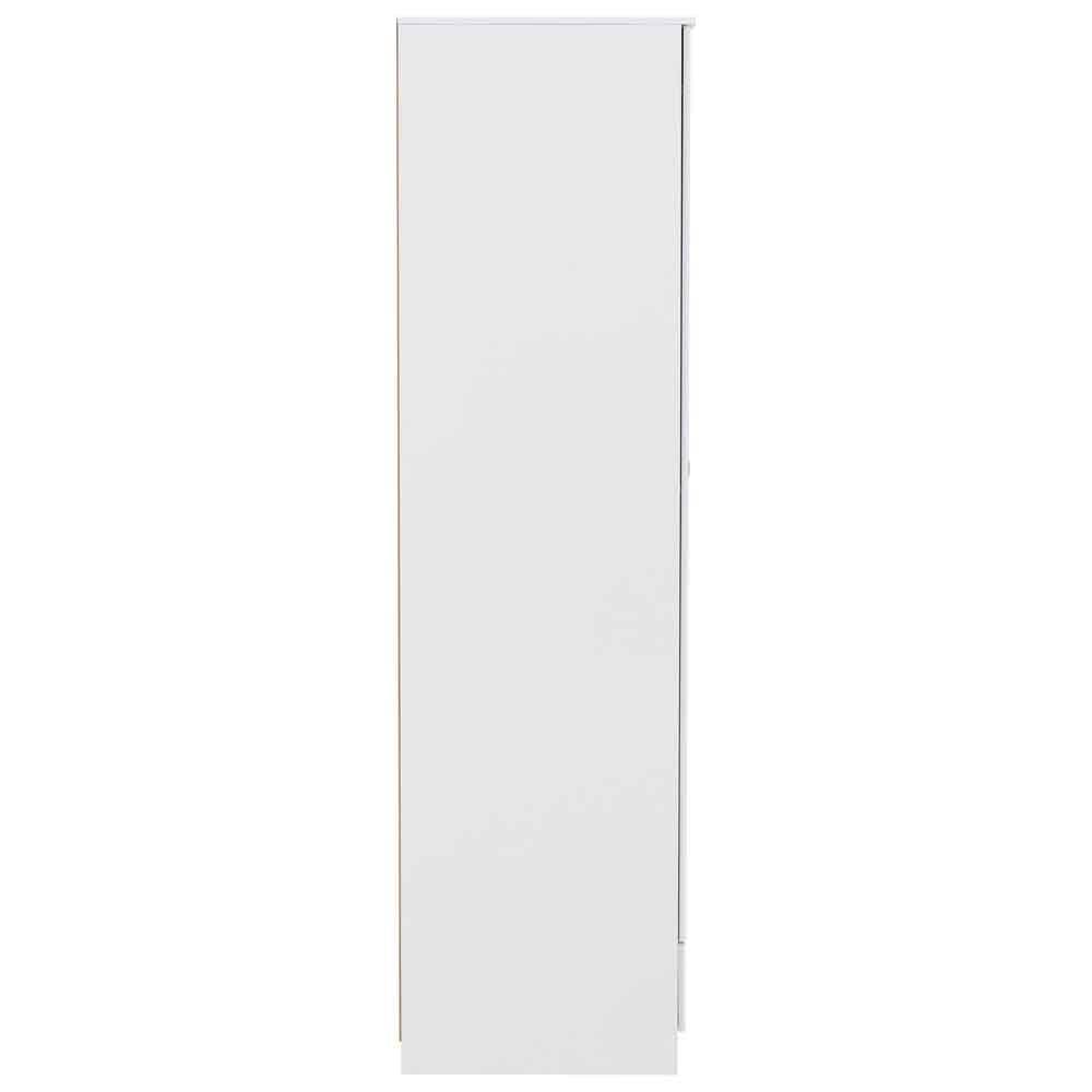 Delvian High Gloss Wardrobe With 3 Doors and 2 Drawers In White