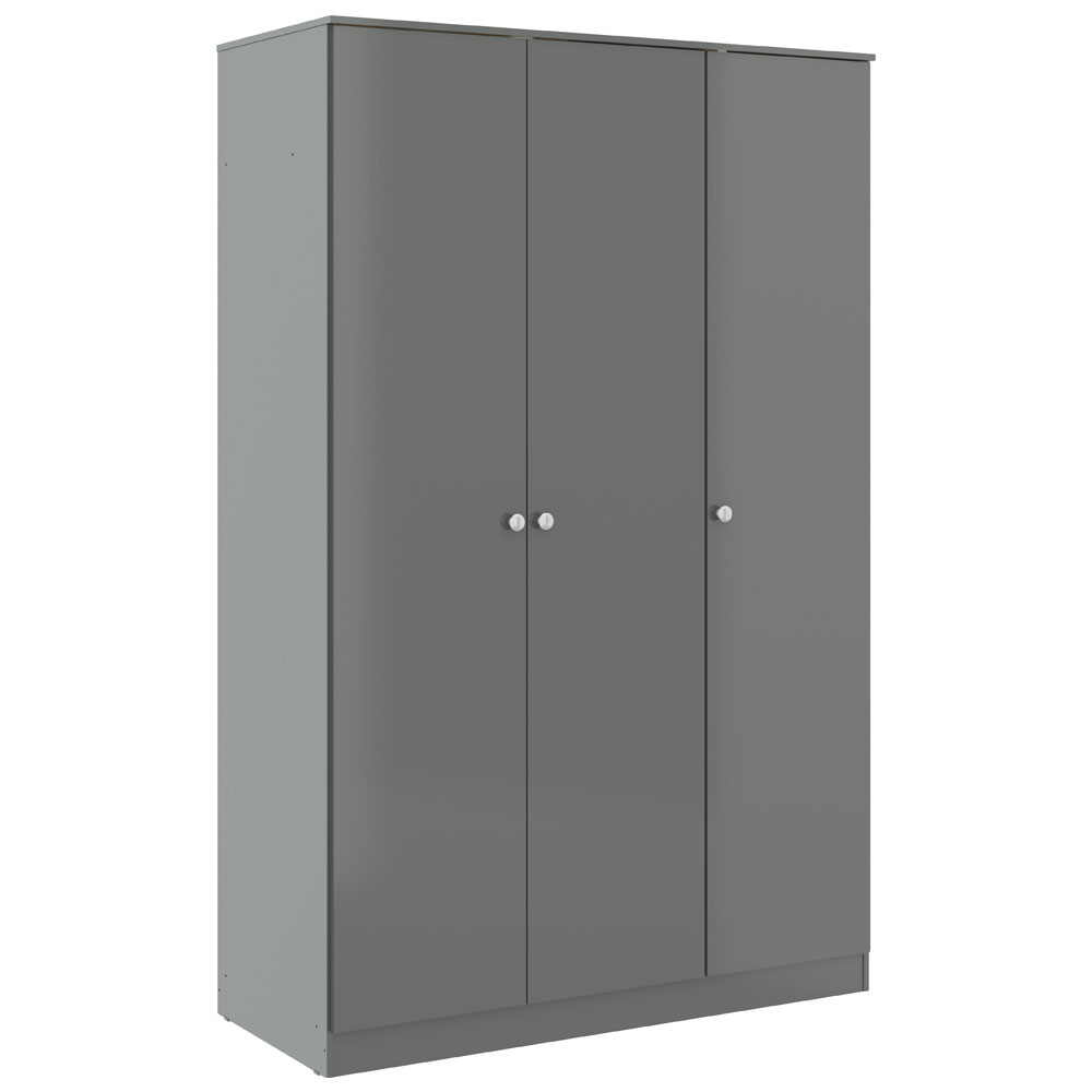 Delvian High Gloss Effect Bedroom Furniture Set with 3 Doors 10 Drawers in Grey