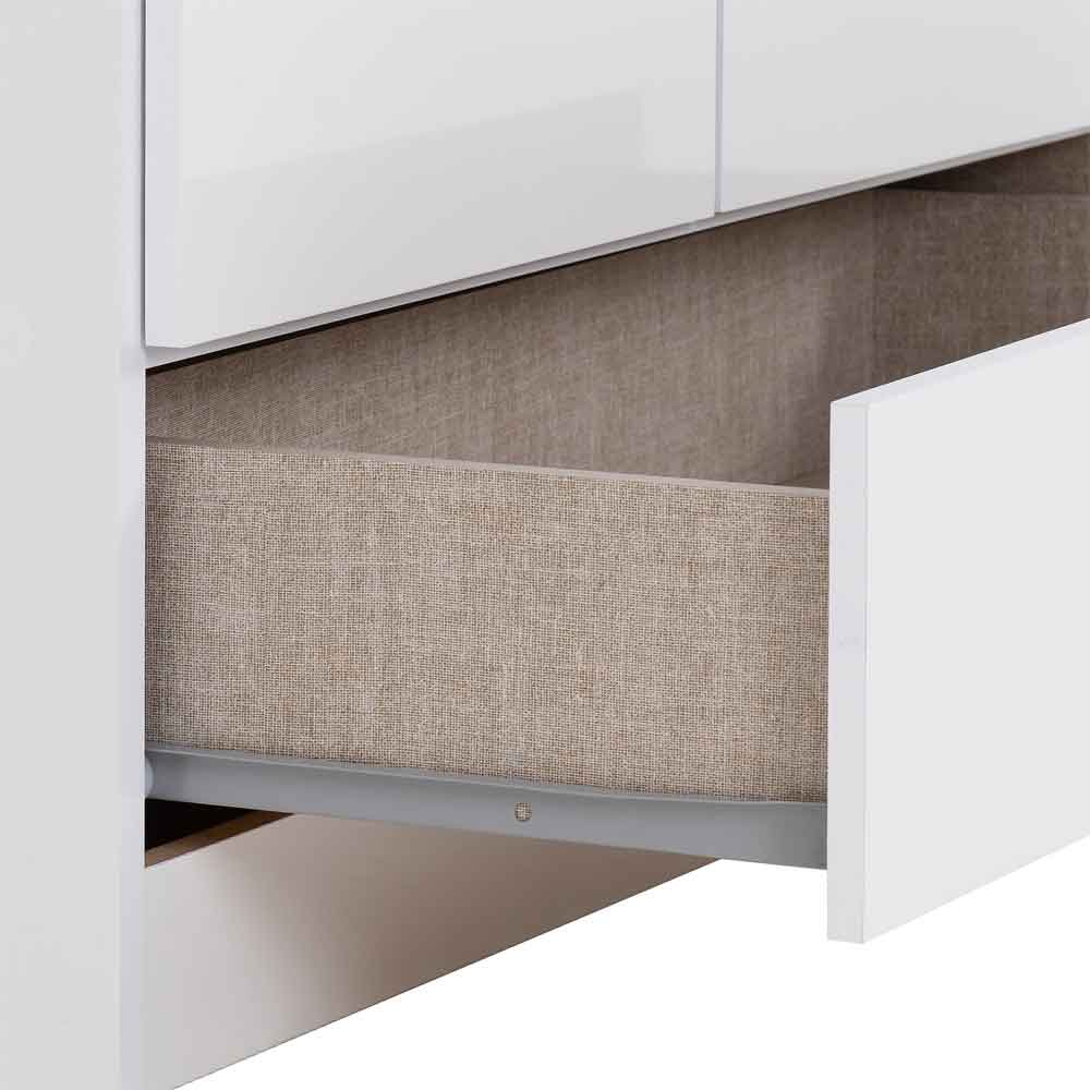 Delvian High Gloss Wardrobe With 4 Doors and 2 Drawers In White