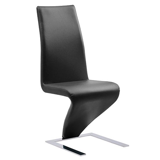 Read more about Demi z faux leather dining chair in black with chrome feet