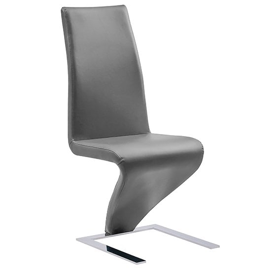 Product photograph of Demi Z Faux Leather Dining Chair In Grey With Chrome Feet from Furniture in Fashion