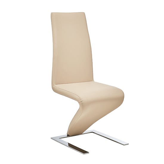 Demi Z Faux Leather Dining Chair In Taupe With Chrome Feet