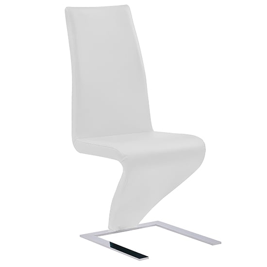 Demi Z Faux Leather Dining Chair In White With Chrome Feet