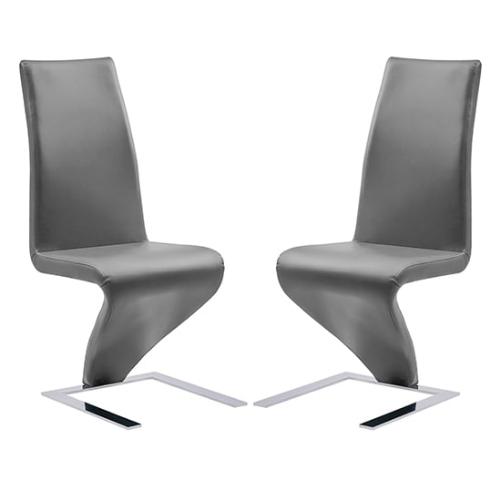 Demi Z Grey Faux Leather Dining Chairs With Chrome Feet In Pair_1