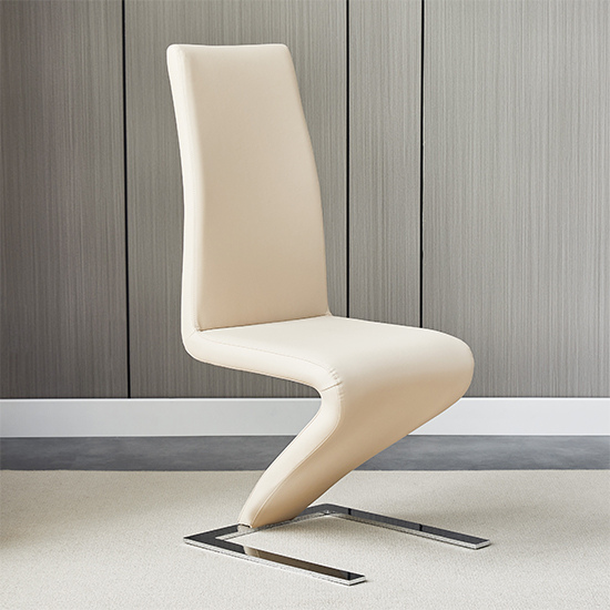 Demi Z Taupe Faux Leather Dining Chairs With Chrome Feet In Pair