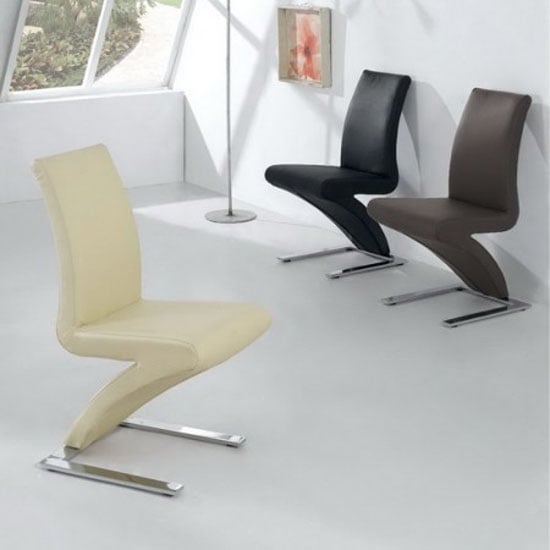 Demi Z Dining Chairs In Cream Faux Leather in A Pair