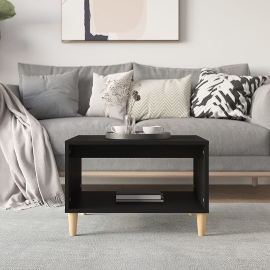 Demia Wooden Coffee Table With Undershelf In Black