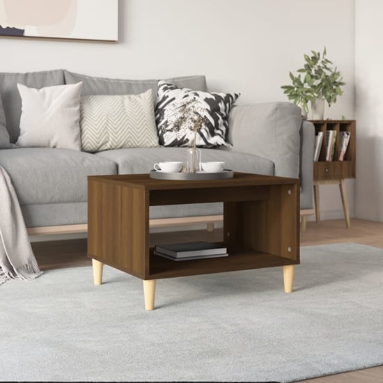 Read more about Demia wooden coffee table with undershelf in brown oak