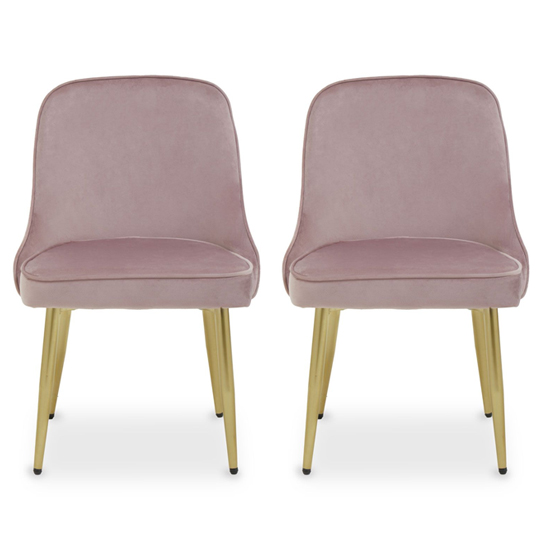 Demine Dusky Pink Velvet Dining Chairs In A Pair FiF
