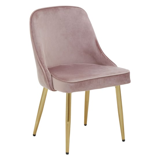 Demine Dusky Pink Velvet Dining Chairs In A Pair