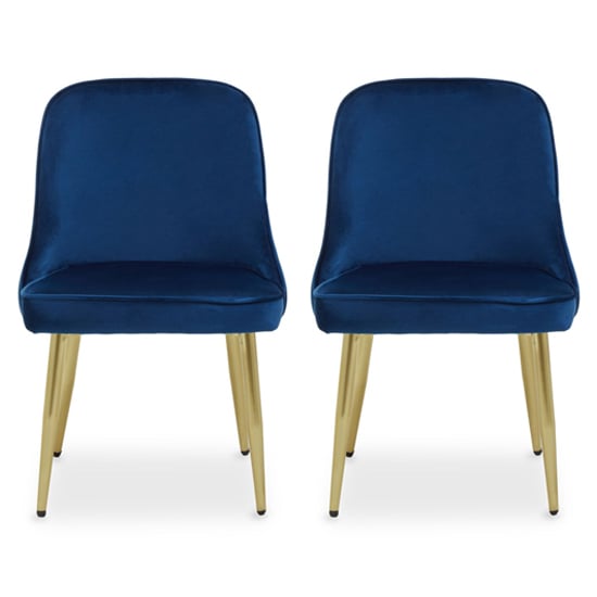 Photo of Demine midnight blue velvet dining chairs in a pair