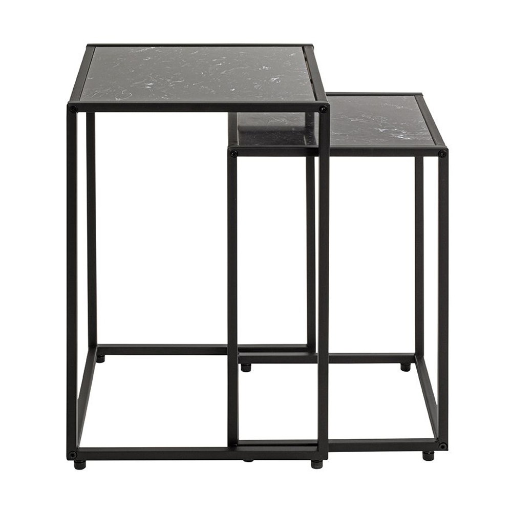 Demopolis Metal Nest Of 2 Tables In Black Marble Effect