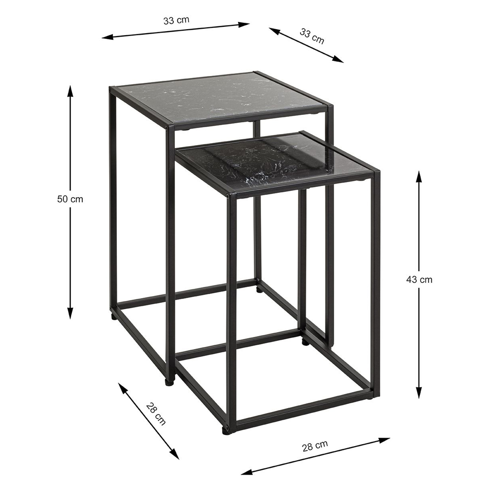 Demopolis Metal Nest Of 2 Tables In Black Marble Effect