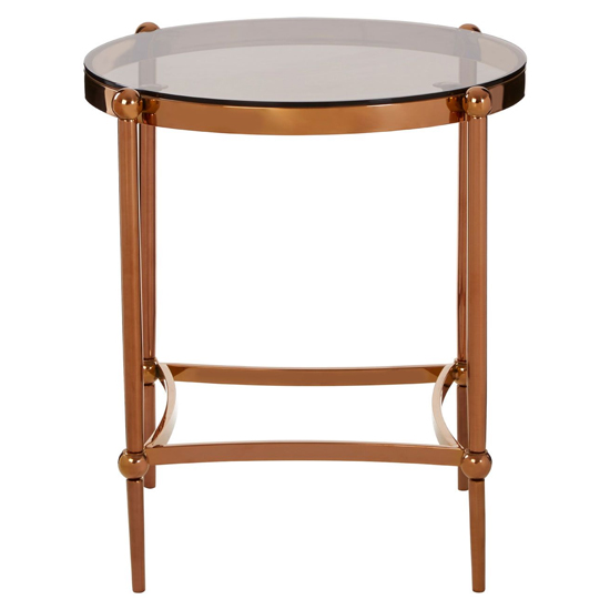 Denebola Brown Glass Top Side Table With Rose Gold Frame