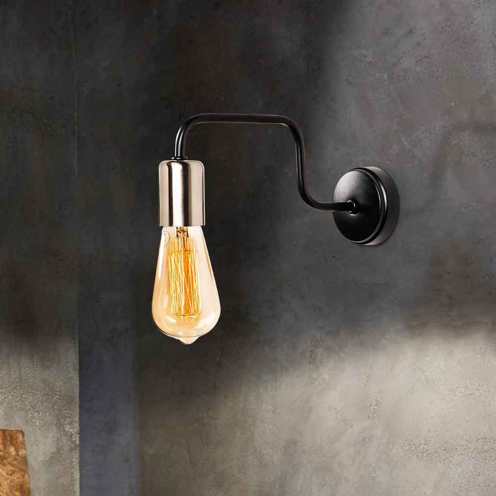 Denge Tapered Shape Metal Wall Lamp in Black and Nickel