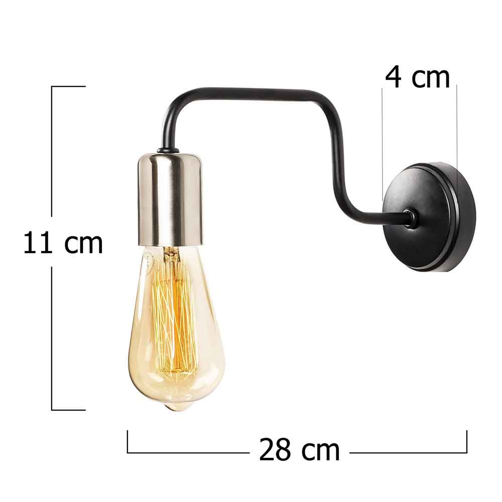 Denge Tapered Shape Metal Wall Lamp in Black and Nickel