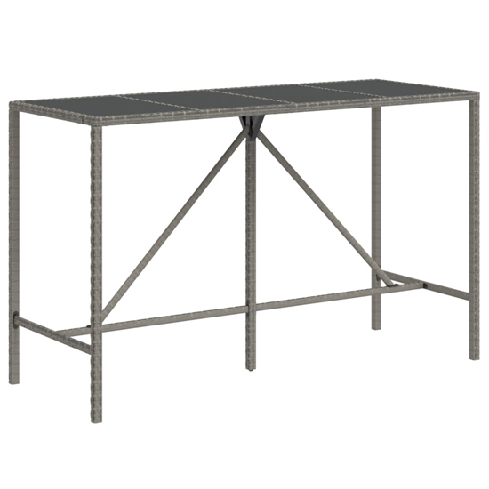 Denji Solid Wood 11 Piece Garden Bar Set In Grey Poly Rattan