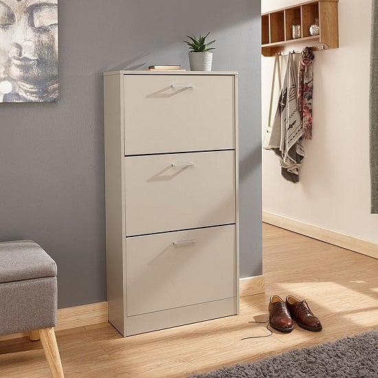 Read more about Strood three tier shoe cabinet in grey finish