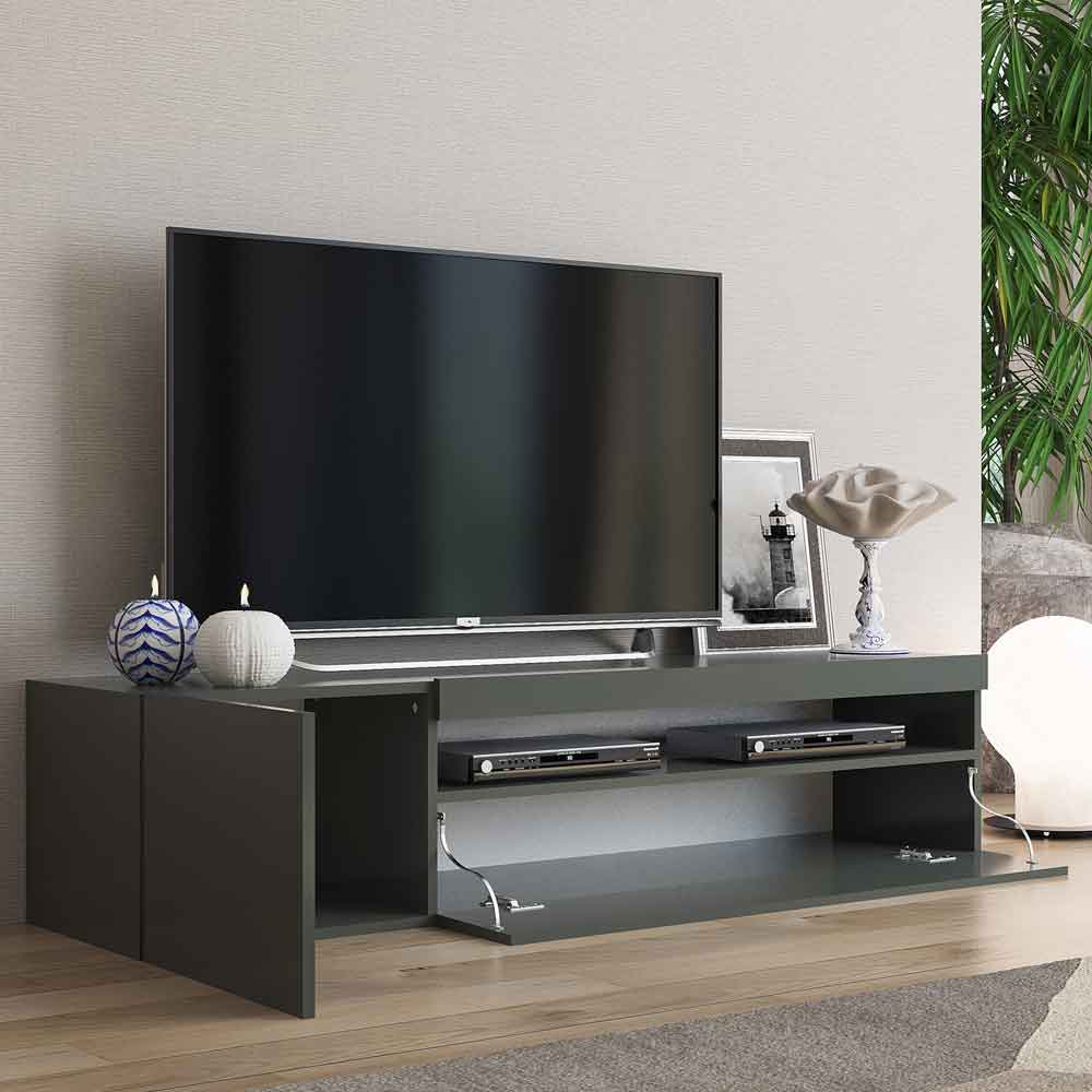 Denton High Gloss TV Stand With 1 Door And LED Light In Anthracite