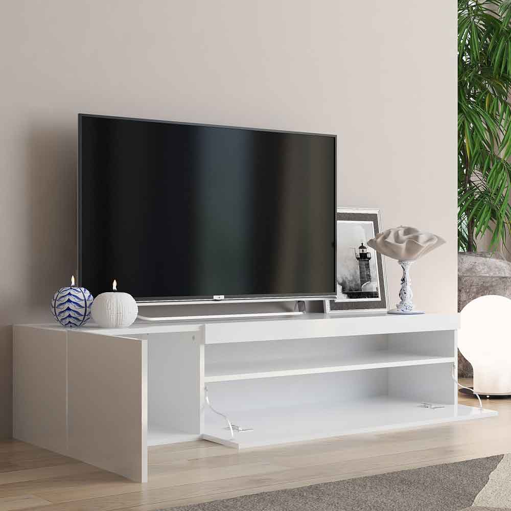 Denton High Gloss TV Stand With 1 Door And LED Light In White