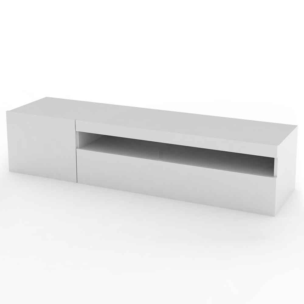 Denton High Gloss TV Stand With 1 Door And LED Light In White